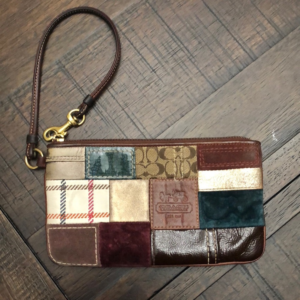 Coach patchwork multicolor wristlet